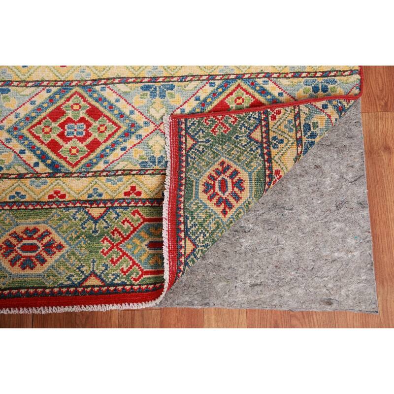 Hand Knotted Oriental 100% Wool Carpet Traditional Geometric Multi-Colored Kazak Area Rug - 12' 11'' X 9' 10''