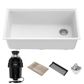 Kraus KHU100-32-100-75MB Stainless Steel Standart PRO 32 Undermount Single  Basin Stainless Steel Kitchen Sink with Basin Rack, Basket Strainer,  Garbage Disposal, and NoiseDefend Technology 