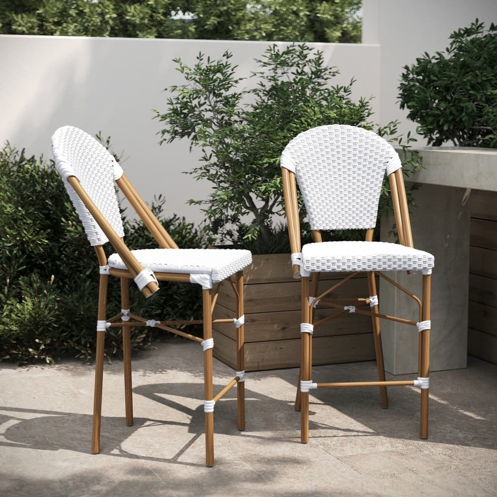 2PK Stacking Bistro Chair with Metal Frame & PE Seat