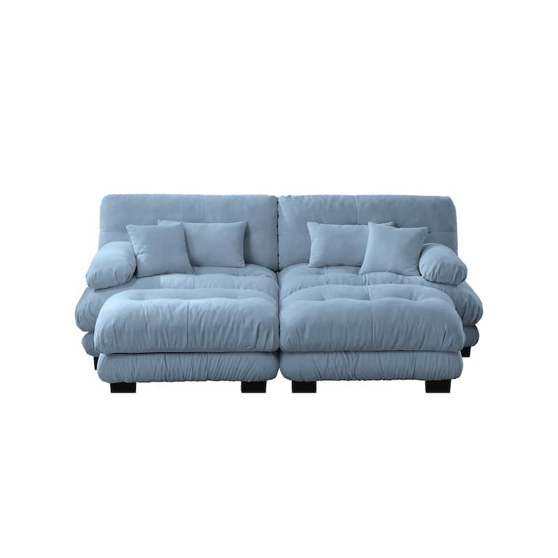 GDFStudio - Chenille 2-Seater Cloud Couch Sleeper Sofa with Round Bolster Armrests