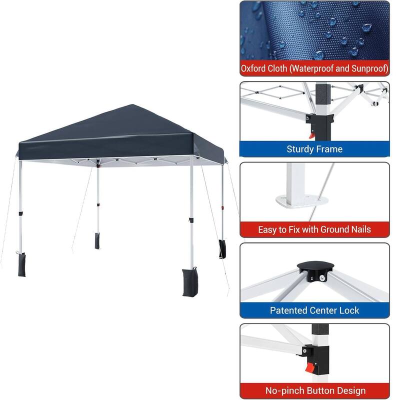 10'X10' Outdoor Folding Portable Patio Shade, Pop Up Canopy Tent with 3 Adjustable Heights