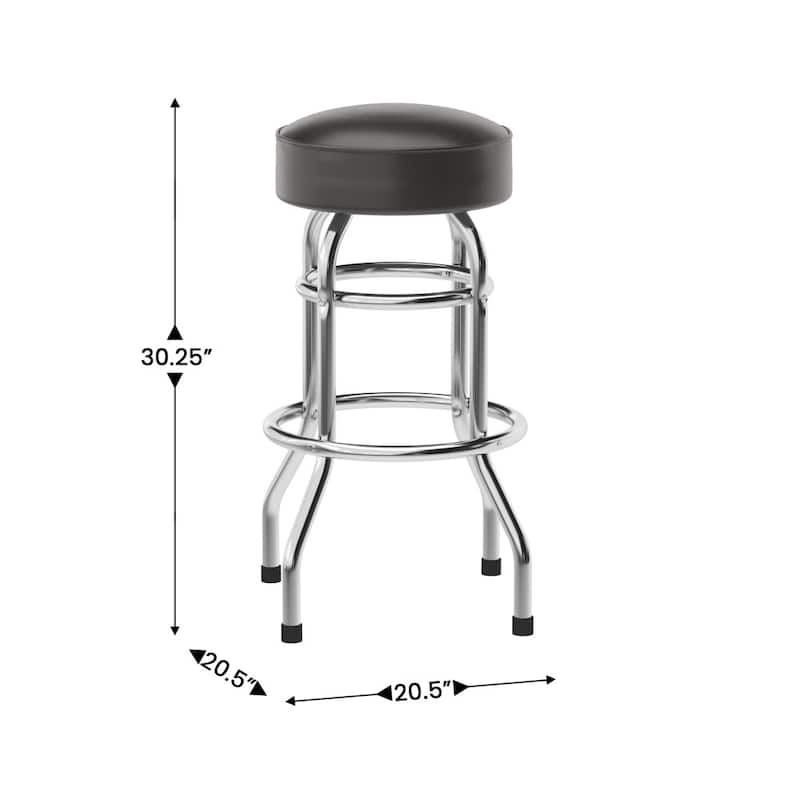 Double Ring Chrome Barstool - 20.5"D x 20.5"W x 30.25"H