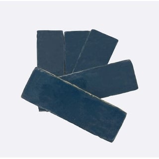 Moroccan Handmade 2x6 Solid Color Zellige Tile Marine Blue