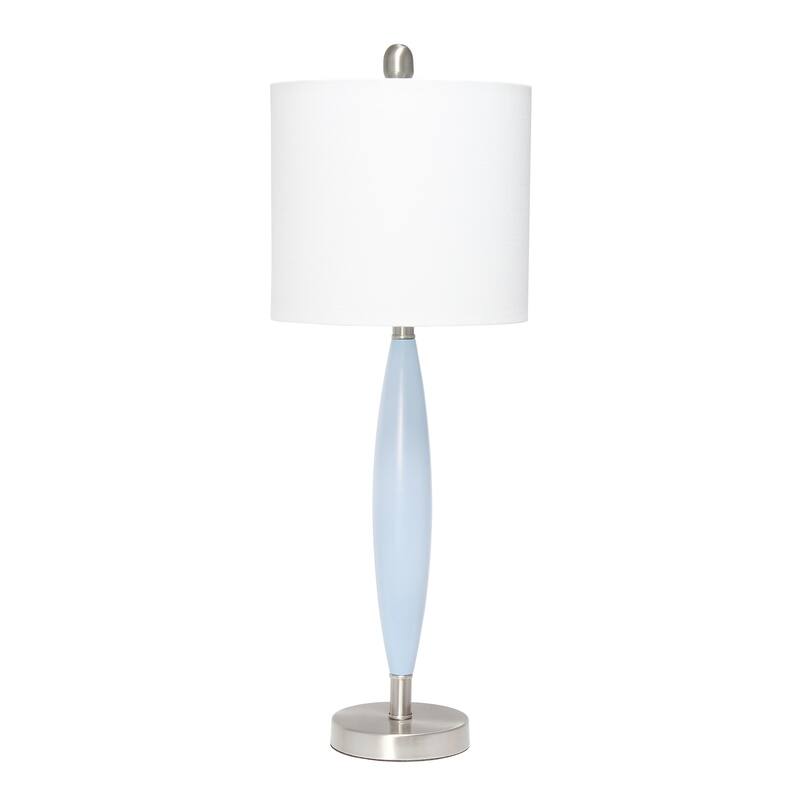 27 in. Blue Finish Table Lamp with White Shade, Durable Stick Lamp for End/Side Tables