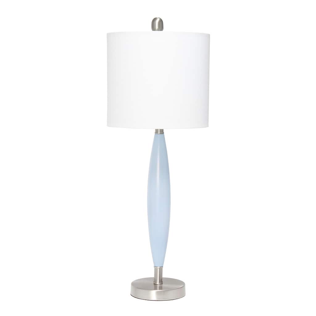 27 in. Blue Finish Table Lamp with White Shade, Durable Stick Lamp for End/Side Tables