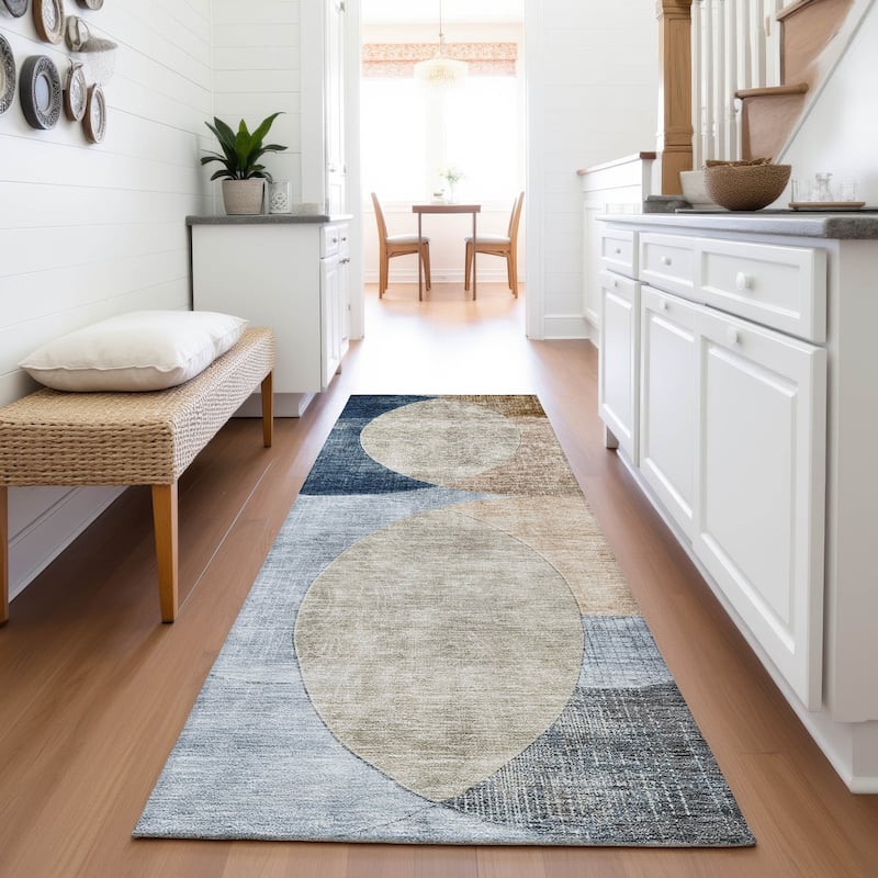 Premium Washable Super Soft Modern Geo Mayfield Rug - Sky - 2'3" x 7'6"