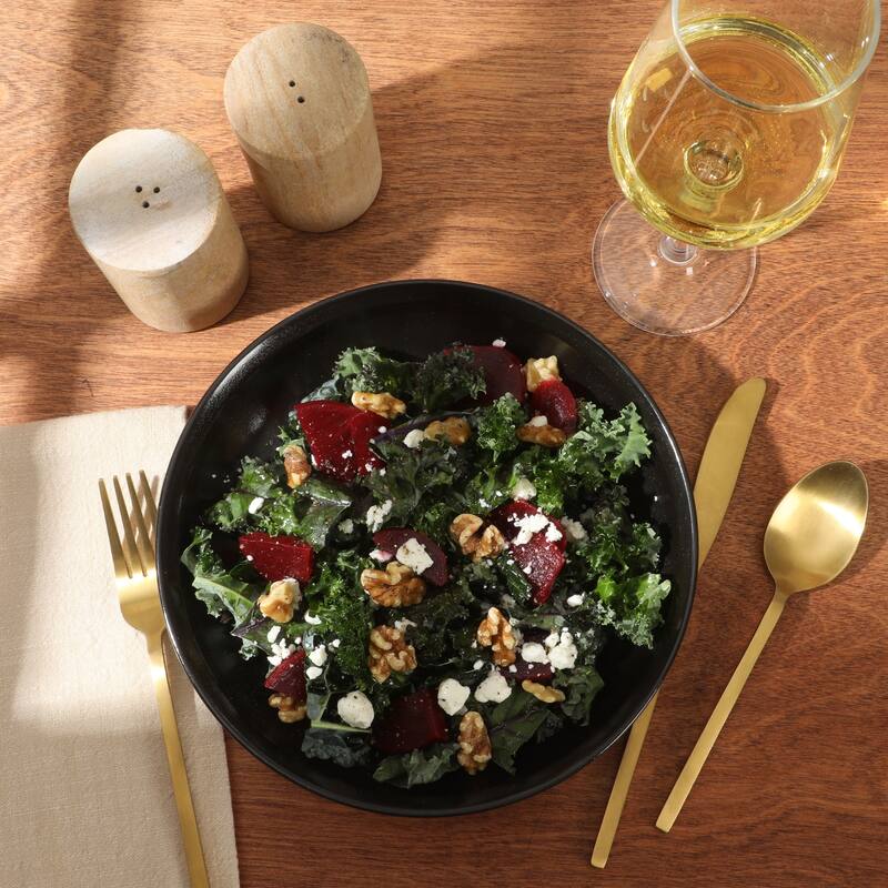 Gibson Elite Beckett 4-Piece Dinner Bowl Set - Reactive Glaze Stoneware - Shallow Pasta Bowls