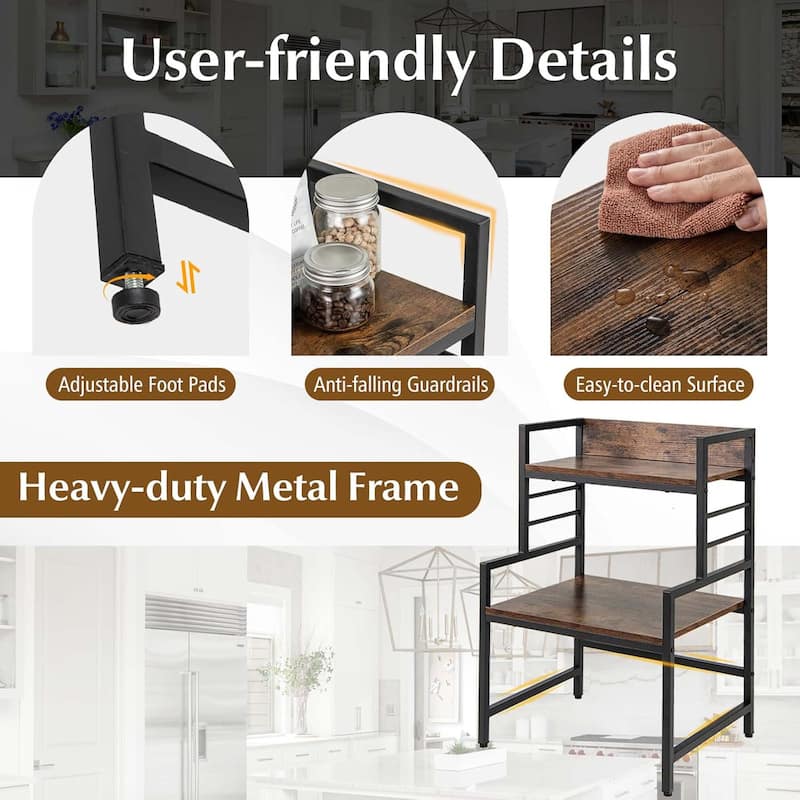 3-Tier Microwave Stand Space-Saving Rack Countertop Organizer Stand