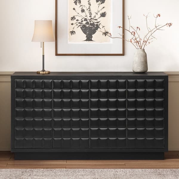 Roomfitters 58.6 Inch 4-Door Storage Cabinet Modern Sideboard Buffet ...