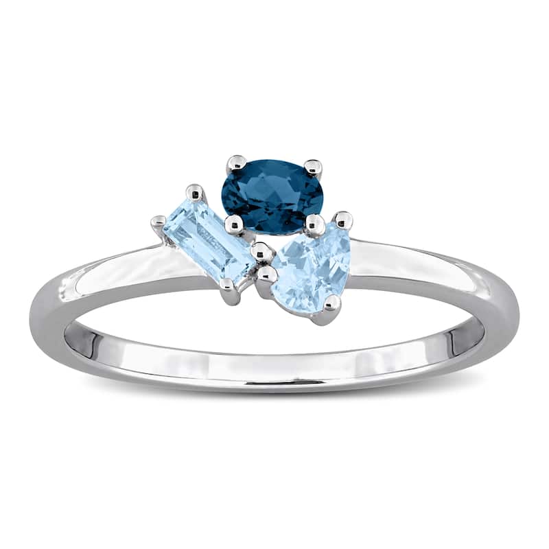 Miadora Multi-Gem Three Stone Cluster Ring Sterling Silver