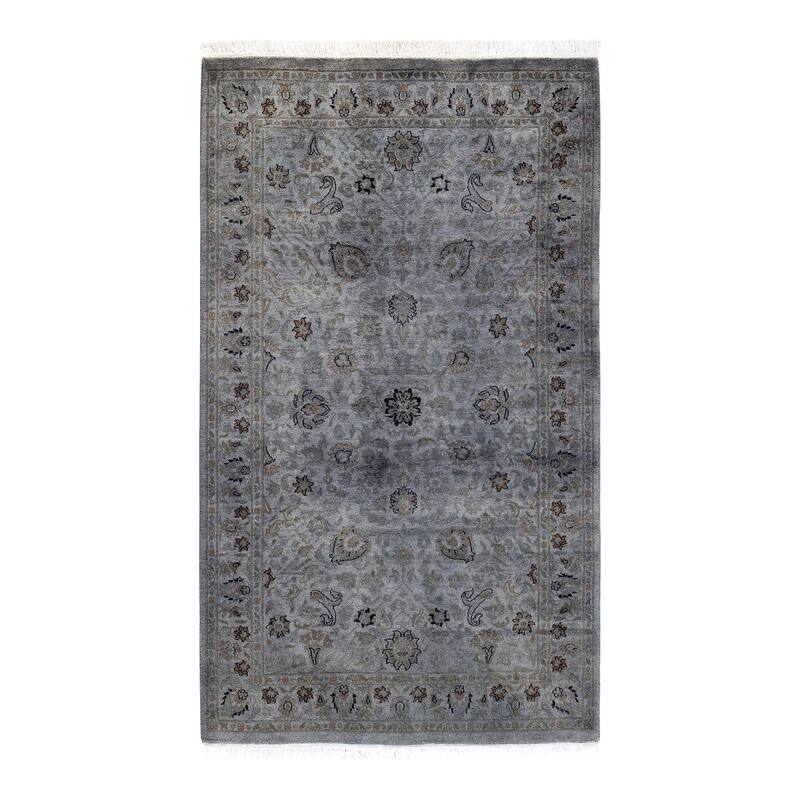 Overton Hand Knotted Wool Vintage Inspired Modern Contemporary Overdyed Gray Area Rug - 3' 1" x 5' 3"