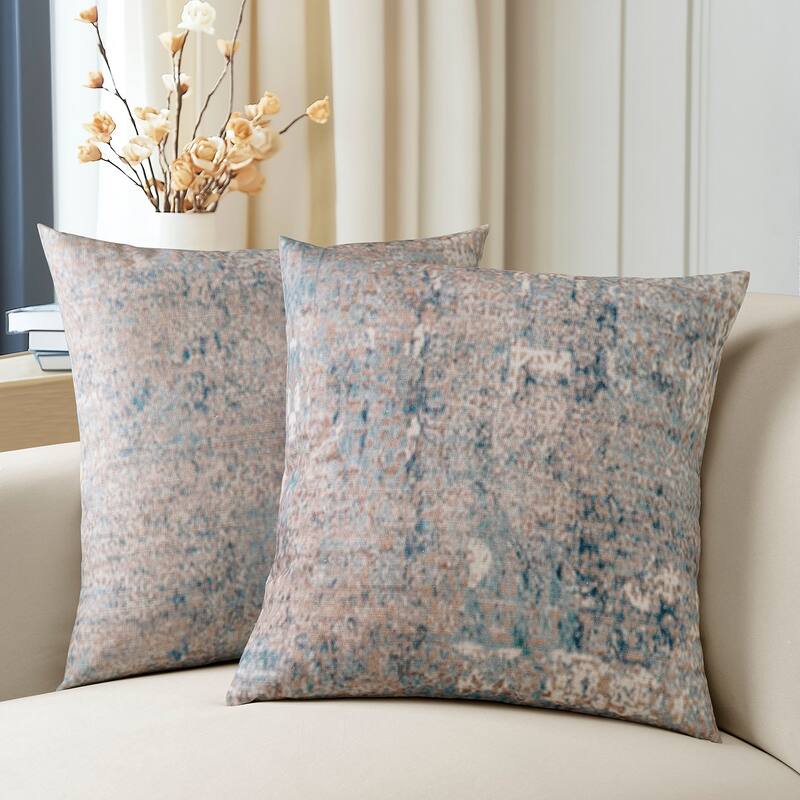 Exclusive Fabrics Printed Cotton Throw Pillow Covers 18 X 18 - Textured Decorative Pillow Covers (Set of 2)