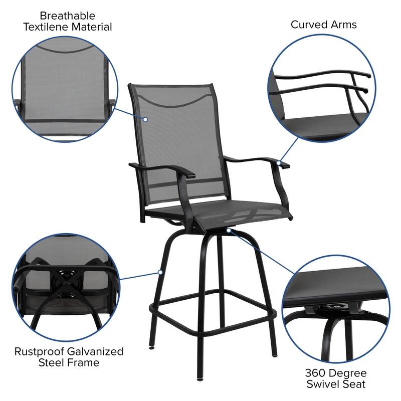 30" All-Weather Patio Swivel Outdoor Stools, Set of 2 - Garden Chair