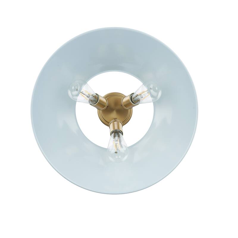 Yep by Golden Lighting Orwell 3-light Flush Mount in Brushed Champagne Brass and Dusky Blue shade - Gold