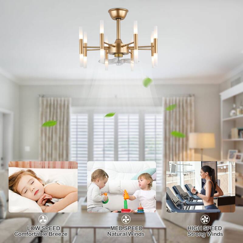 Oaks Aura Farrel 23 in.Indoor French Gold Luxury Ceiling Fan with Lights, 6-Speed Reversible Quiet DC Motor Ceiling Fan w/Remote