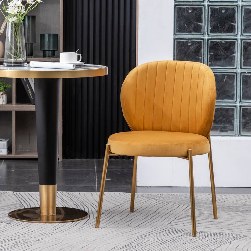 Roundhill Furniture Amoa Contemporary Velvet Upholstery Dining Chair - Yellow