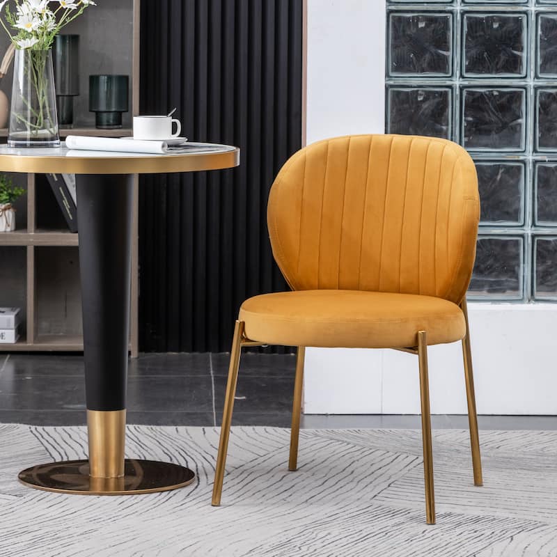 Contemporary Velvet Upholstery Dining Chair for Dining Room - Yellow