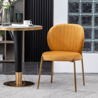 Velvet Upholstery Dining Chair, Yellow Fabric Dining Chairs, Gold Finish Club Guest Office Chairs, Kitchen Side Comfy Chairs