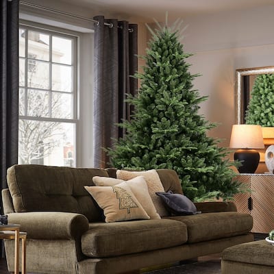 Full-Shaped 9FT Christmas Tree with 3451 Tips-PE/PVC Mixed Needles,Wide Base,Hinged Structure for Easy Setup, Metal Stand