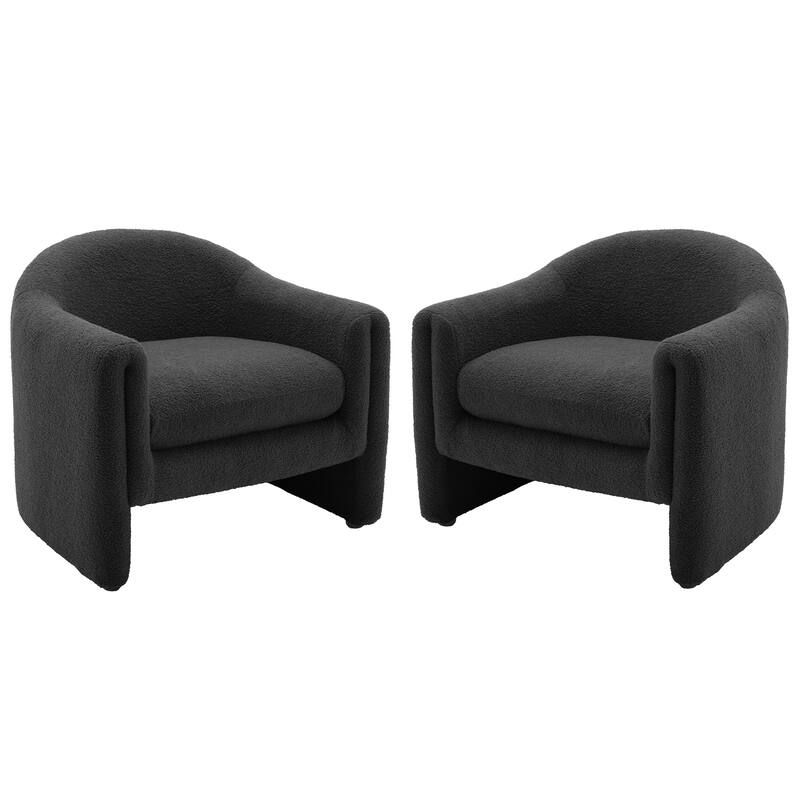 Upholstered Barrel Accent Chair, Low Back Arm Chair(Set of 2)