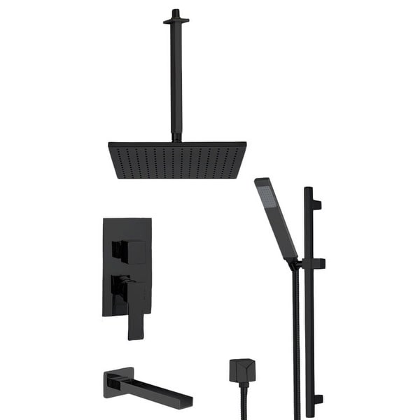 Nameeks TSR9506 Remer Shower Tub and Shower Trim Package with Single Function Rain Shower Head, Hand Shower, Slide Bar, and