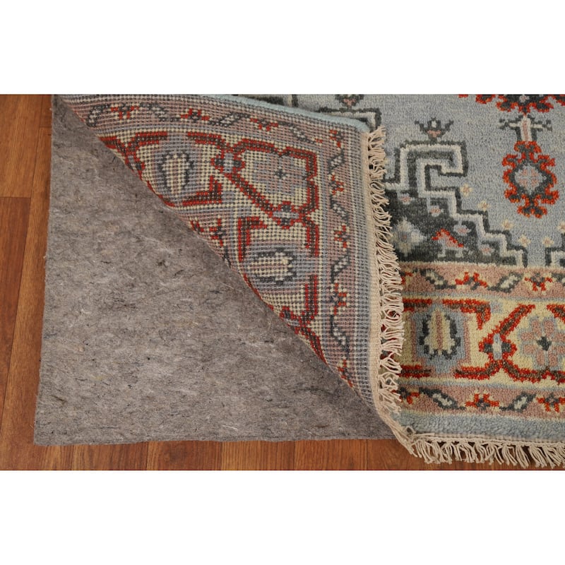 Hand Knotted Oriental 100% Wool Carpet Traditional Geometric Greys & Charcoal Viss Area Rug - 6' 0'' X 4' 0''