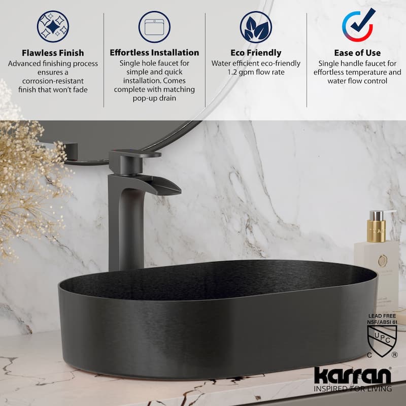 Karran USA KBF442 Kassel 1.2 GPM Vessel Single Hole Bathroom Faucet