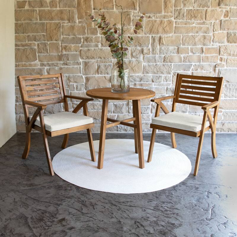 Sorra Home Valdese Boucle Outdoor Chair Cushion - 20 in W x 20 in D x 2.5 in H - Ivory