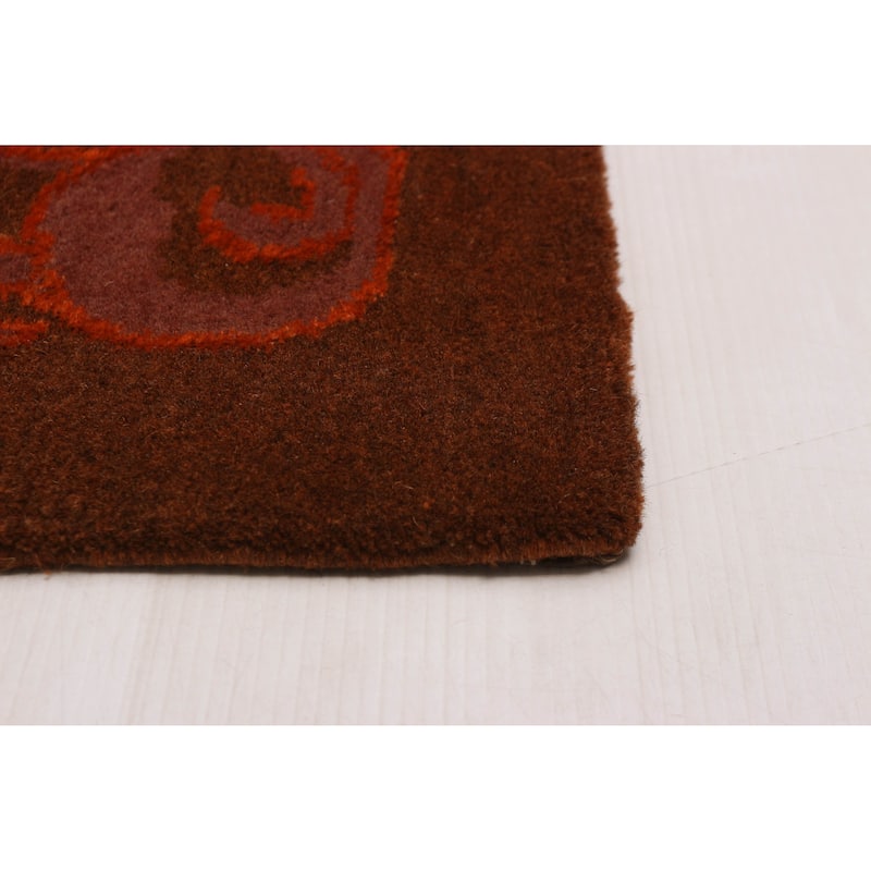 ECARPETGALLERY Hand-knotted Opulence Brown Silk, Wool Rug - 3'4 x 5'5