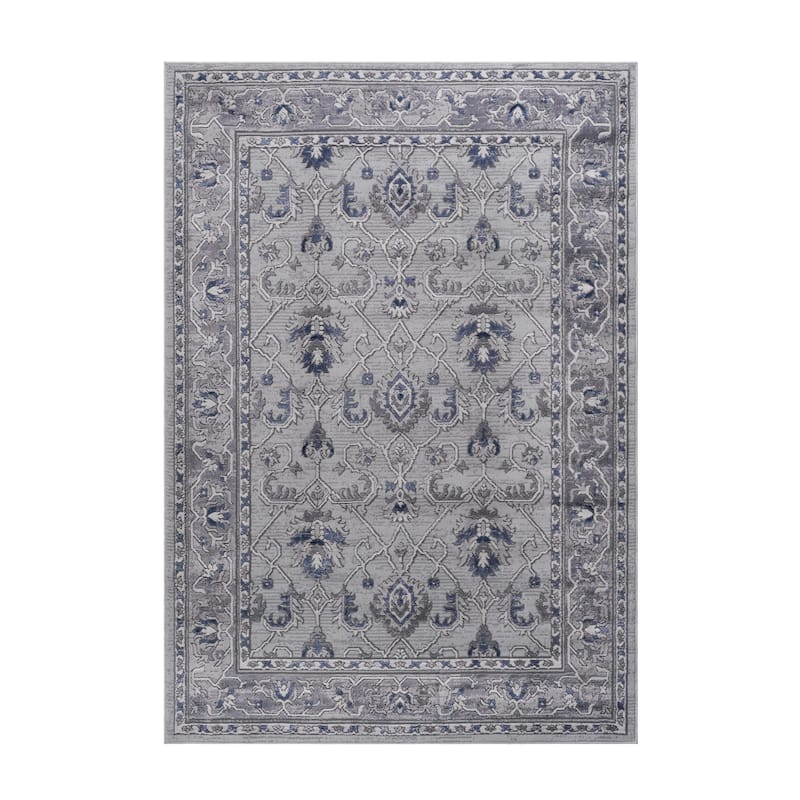MARFI Collection Grey / Blue / Oriental Non-Shedding Area Rug - 120" D x 93" W x 0.35" H