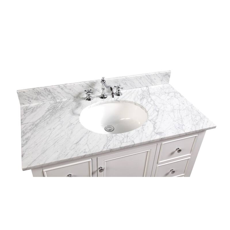 KitchenBathCollection Bella 42" Bathroom Vanity with Carrara Marble Top