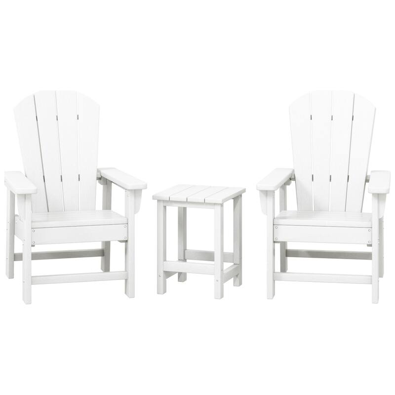 Laguna Kids Outdoor Poly Adirondack Chair With Side Table 3-Piece Set - White