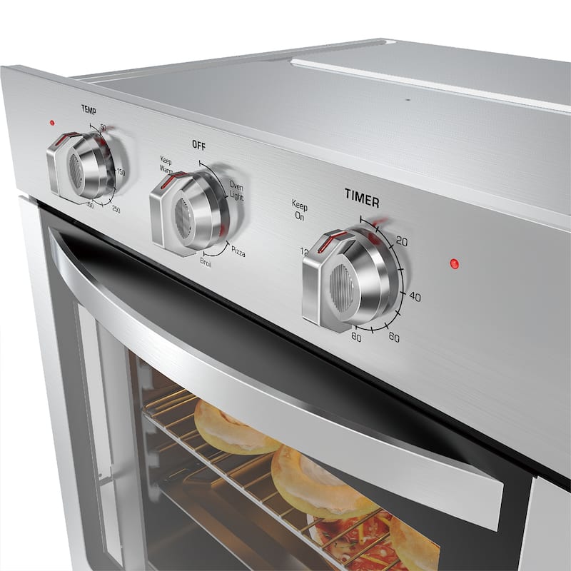 Empava 24 inch Electric Single Wall Oven, Stainless Steel Built-in Wall Oven, Mechanical Knobs Control - 24-inch