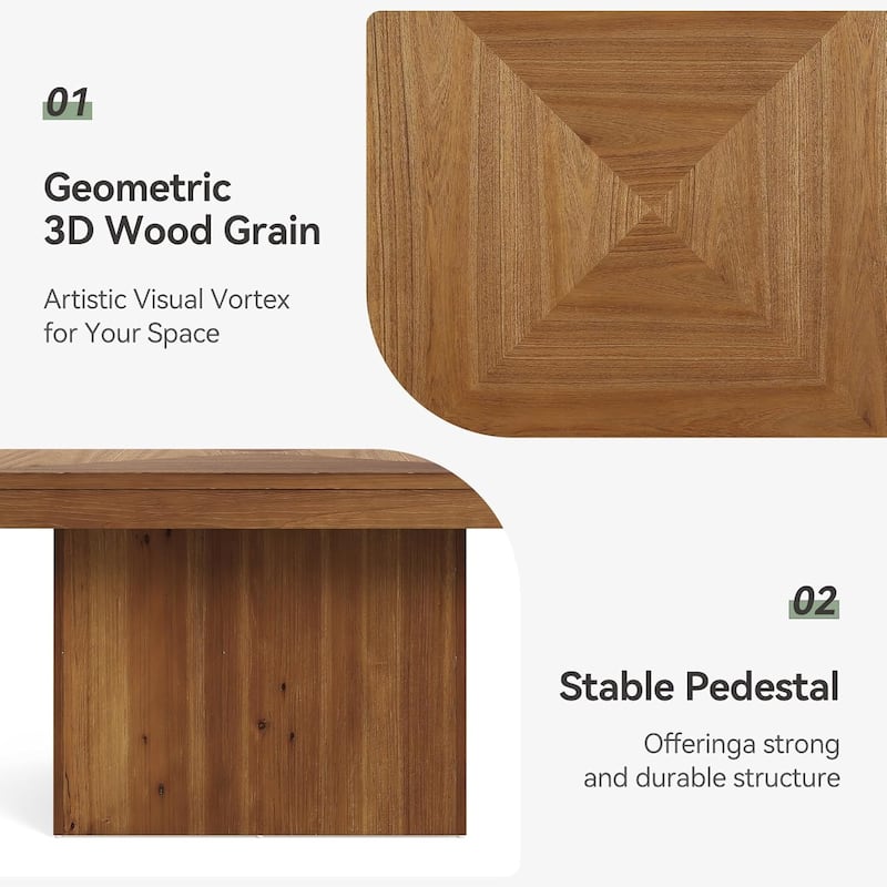 Solid Wood Coffee Table for Living Room, 35" Square Farmhouse Center Table - 34.53" L x 35.43" W x 19.68" H