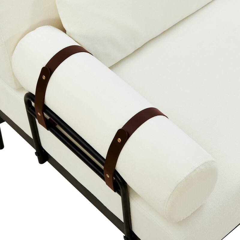 59" Chenille Modern Loveseat Sofa with USB Charging Ports, Cylindrical Armrests, and 440lb Capacity