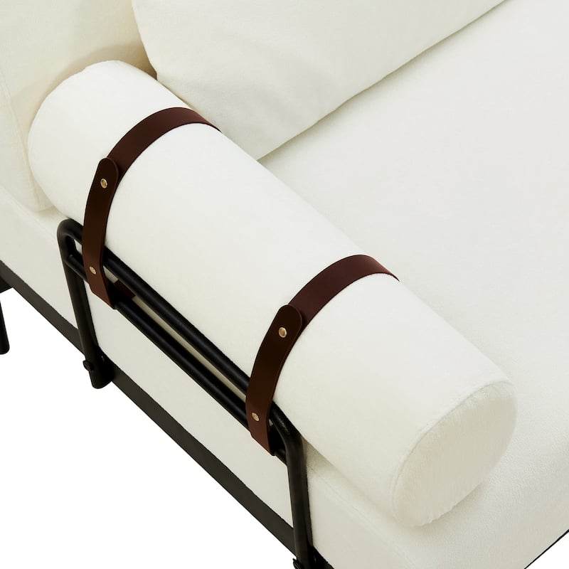 Roomfitters Loveseat Sofa with USB Ports and Cylindrical Armrests, 2-Seater Couch for Living Room