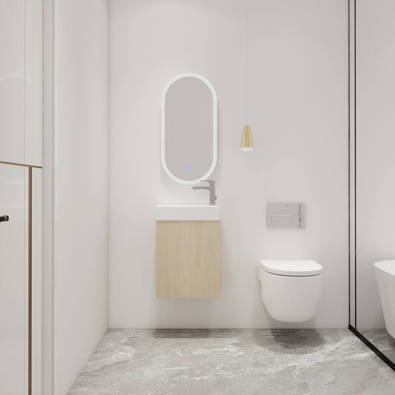 Malwee 16" Floating Bathroom Vanity, Wall Mounted Bathroom Vanity with Resin Sink,Soft Close Door and Side Shelf