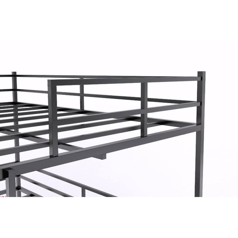 Full Size Metal Loft Bed with Slide, Ladder, and Side Shelf