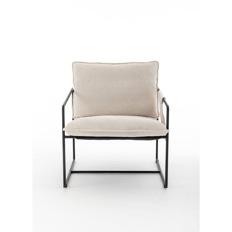 30.7" Arm Chair with Metal Frame and Gold Accents (Set of 2)