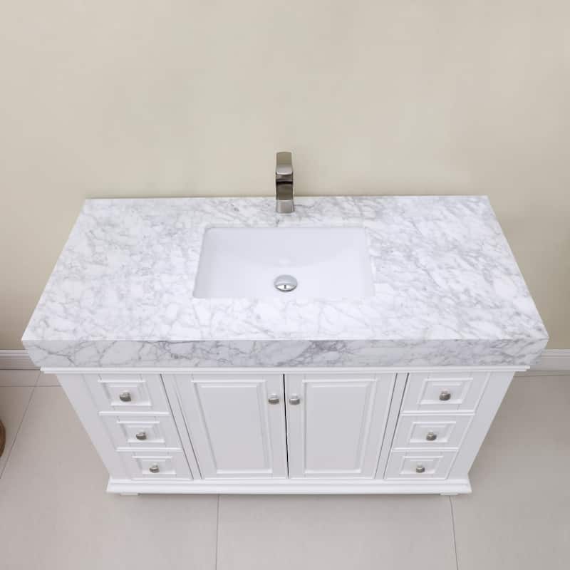 Altair Jardin Single Bathroom Vanity Set and Carrara White Countertop without Mirror