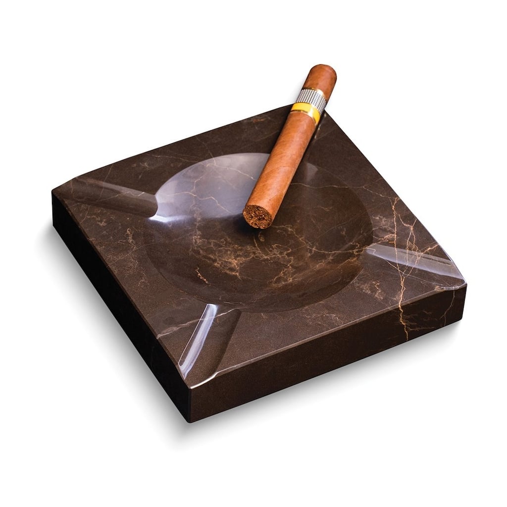 Curata Handcrafted Amber Emperador Marble Square Cigar Ashtray
