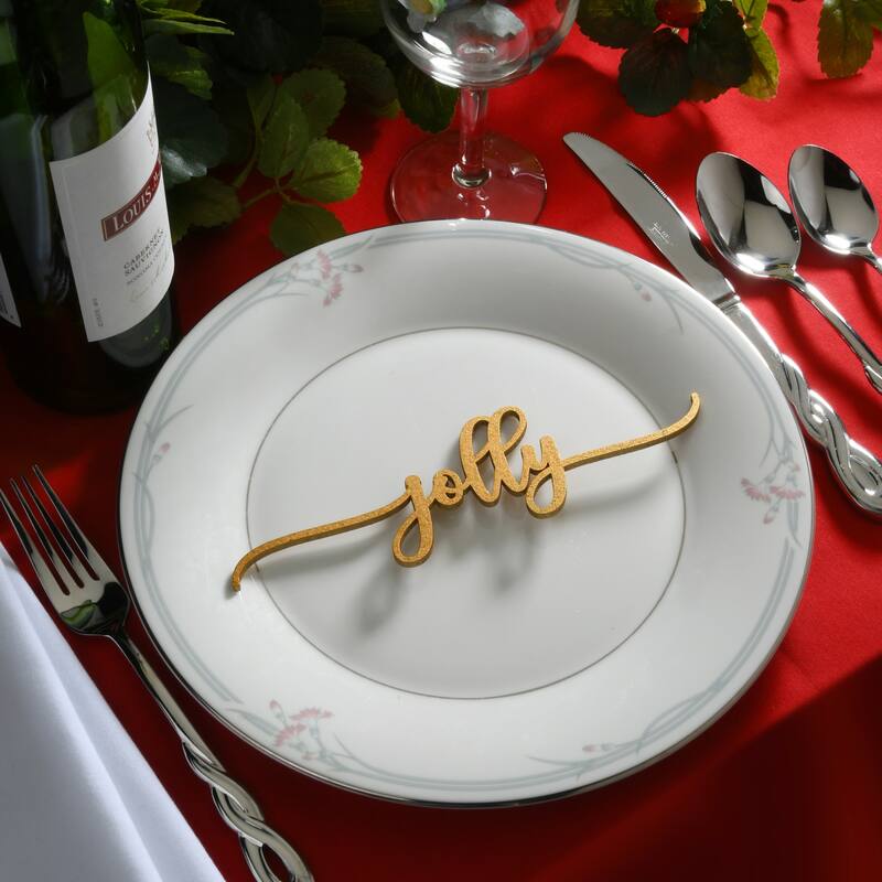10" Christmas Place Setting Words (Joyful, Wish, Peace, Merry, Jolly, Holly) Set of 6 - 10 in