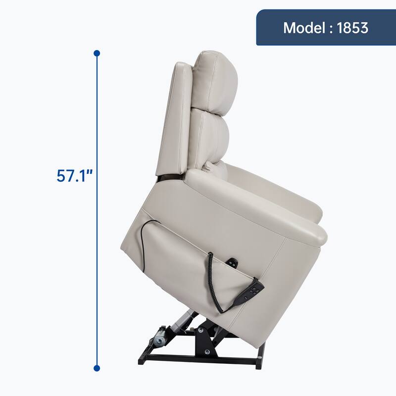 350 Lbs Leatherair Power Lift Recliner Chair, Heavy Duty Motion Mechanism With 8-Point Vibration Massage And Lumbar Heating