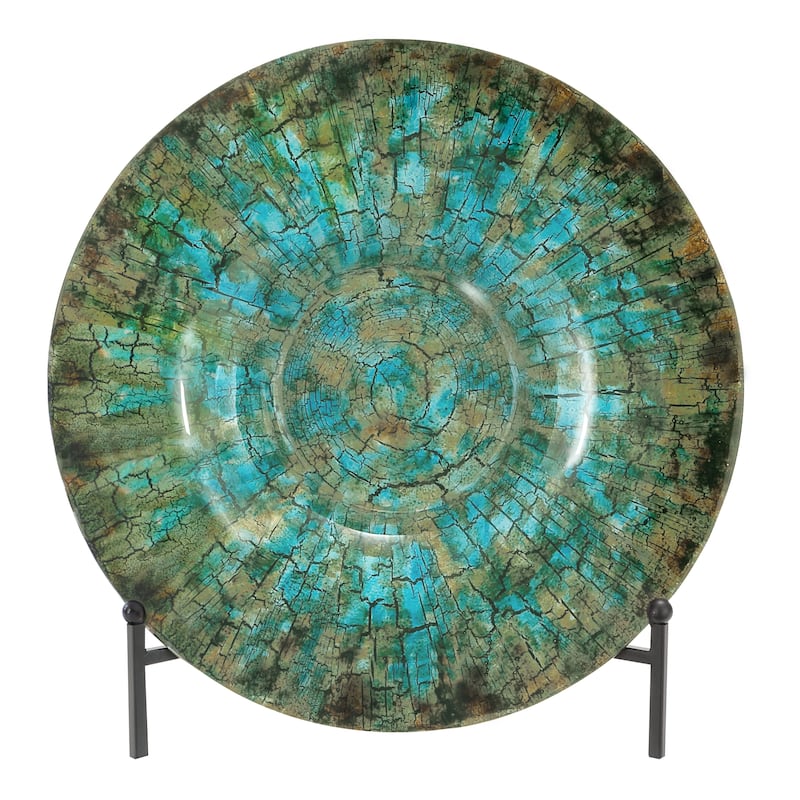 Glass Geometric Handmade Mosaic Inspired Charger with Stand - Green - Roche River Decor