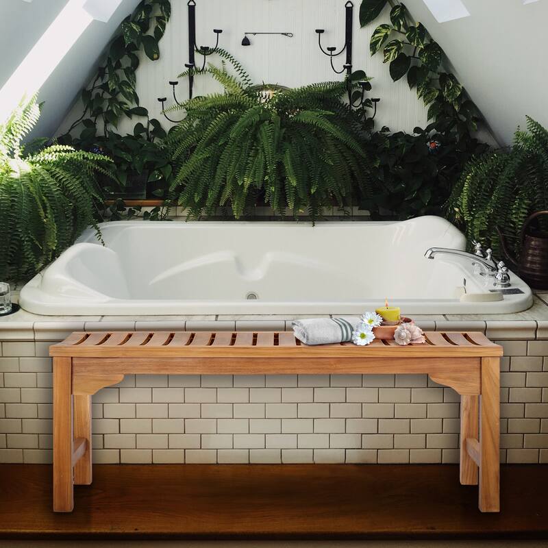 Teak Wood Santa Cruz Shower Bench, 4 Foot