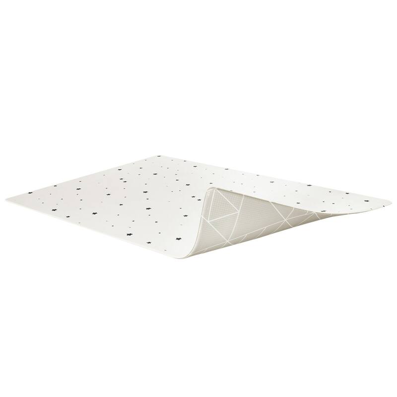 White TPU Baby Play Mat with 0.6 inches Padding and Anti-Slip Sides - 79” L x 55” W