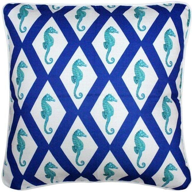 Capri Argyle Seahorse Throw Pillow