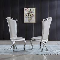 Leatherette Unique Backrest Dining Chair Stainless Steel Legs Wingback ...