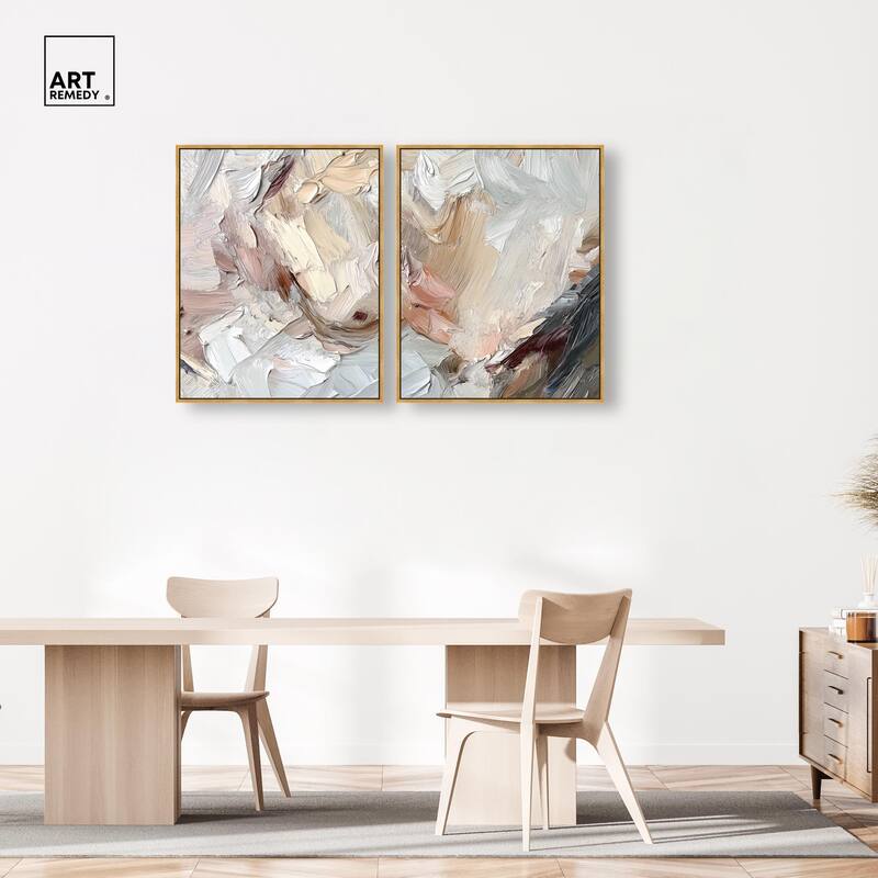 Running Horse Neutral I Canvas Set of 2 by Art Remedy