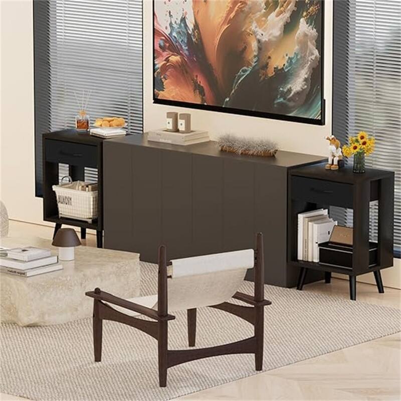Nightstands Set of 2 with Fabric Storage Drawer